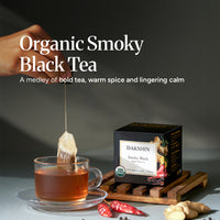 Organic Smoky Black Tea - Bold & Aromatic by Dakshin - 16 tea bags | 29 grams