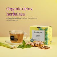 Organic Detox Herbal Tea - Cleanse & Renew by Dakshin - 16 tea bags | 24 grams