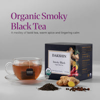 Organic Smoky Black Tea - Bold & Aromatic by Dakshin - 16 tea bags | 29 grams