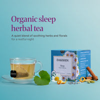 Organic Sleep Herbal Tea - Nighttime Rest by Dakshin - 16 tea bags | 24 grams