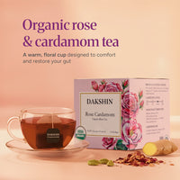 Organic Rose & Cardamom Tea - Calm Digestive by Dakshin - 16 tea bags | 29 grams