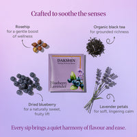 Organic Blueberry Lavender Tea - Antioxidant by Dakshin - 16 tea bags | 29 grams