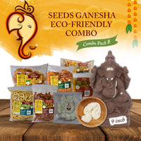 ( Eco Friendly Seed Ganesha )  Plain Clay Simahasanam  " 9 " - Combo Pack B (FOR PICKUP ONLY)