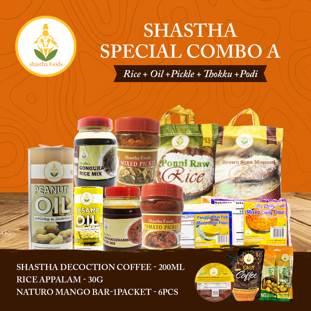 Shastha Special Combo A  - Contain 8 items( Rice + Oil +Pickle + Thokku +Podi)