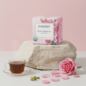 Organic Rose & Cardamom Tea - Calm Digestive by Dakshin - 16 tea bags | 29 grams