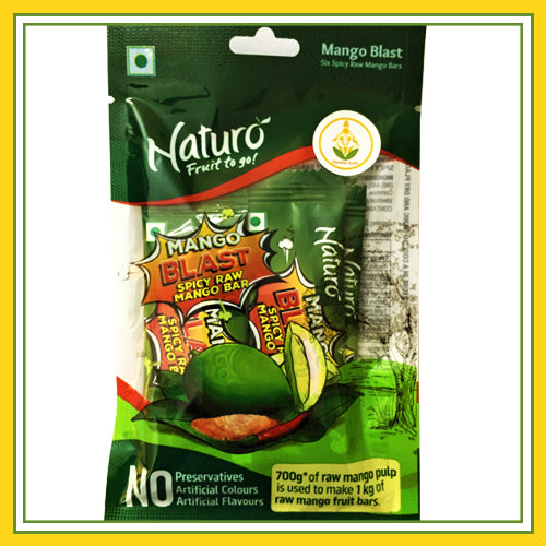 Naturo Mango Blast Spicy Raw Mango Bar- 6 Packs (Each pack 7g x 6 pcs)