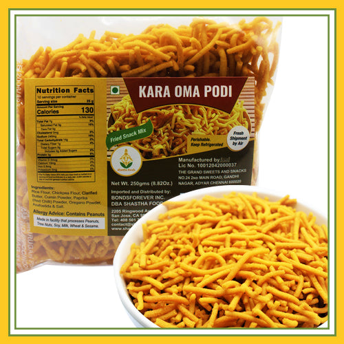 Grand Sweets & Snacks - Kara Oma podi 250g | shasthaonline.com